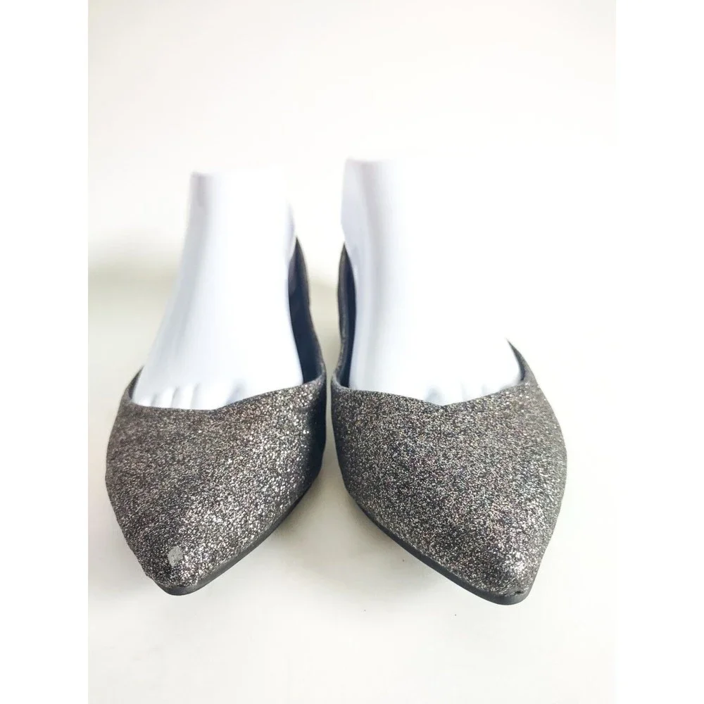Aldo‎ Waelle Sparkly Glitter Silver Dressy Flats Pointed Toe Leather Lining 8.5